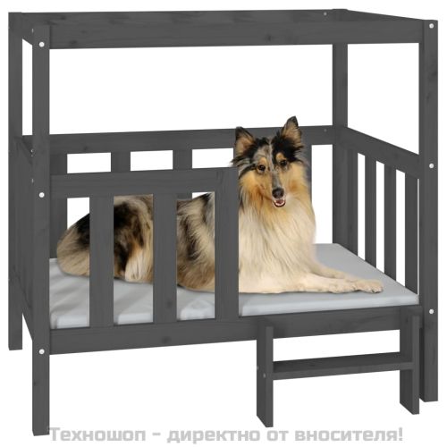 Кучешко легло, Сиво, 105,5x83,5x100 см, борова дървесина масив