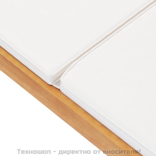 Шезлонг с шалте, тиково дърво масив, кремаво