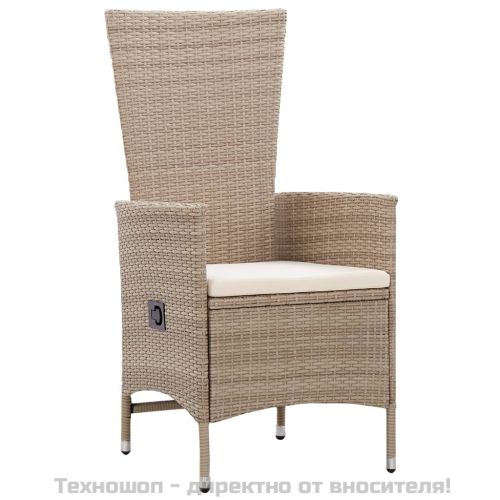 Външни столове с възглавници, 2 бр, полиратан, бежови