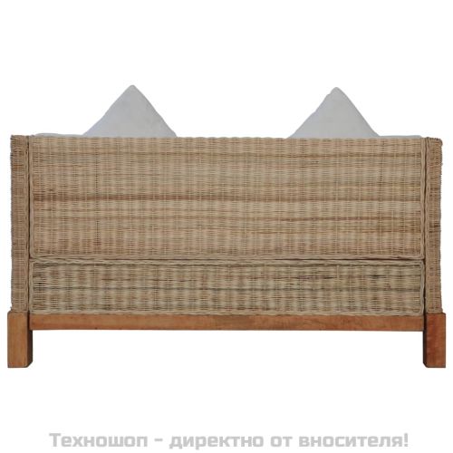 2-местен диван с възглавници, естествен ратан