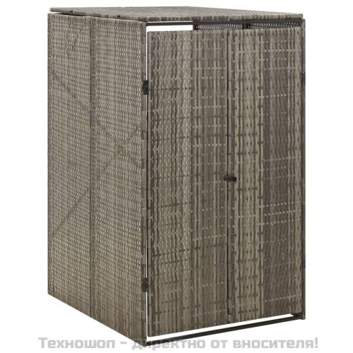 Единичен навес за кофа за смет, сив, 70x80x117 см, полиратан