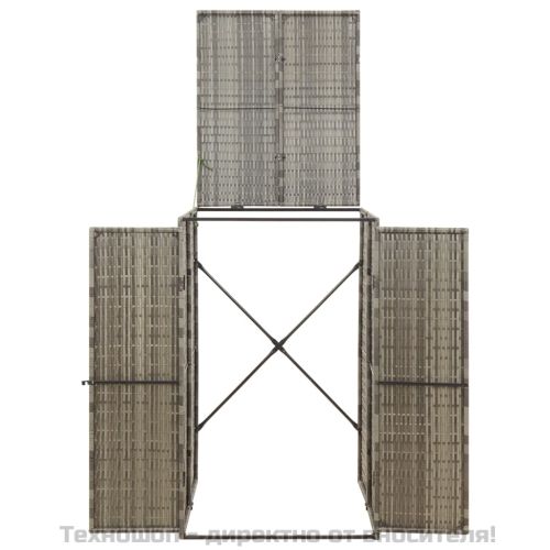 Единичен навес за кофа за смет, сив, 70x80x117 см, полиратан