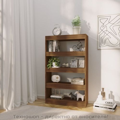 Библиотека/разделител, кафяв дъб, 80x30x135 см, инженерно дърво