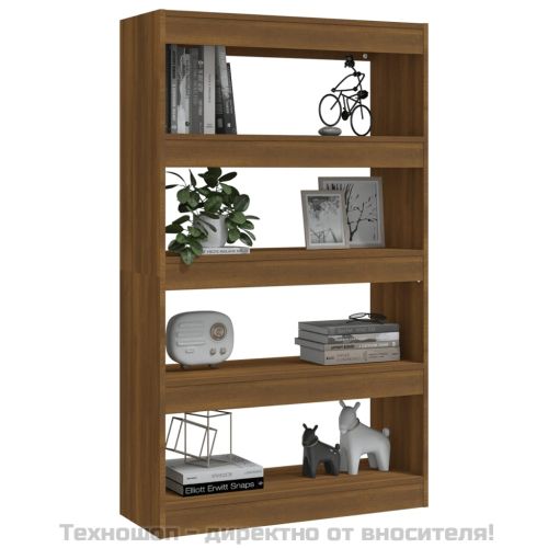 Библиотека/разделител, кафяв дъб, 80x30x135 см, инженерно дърво