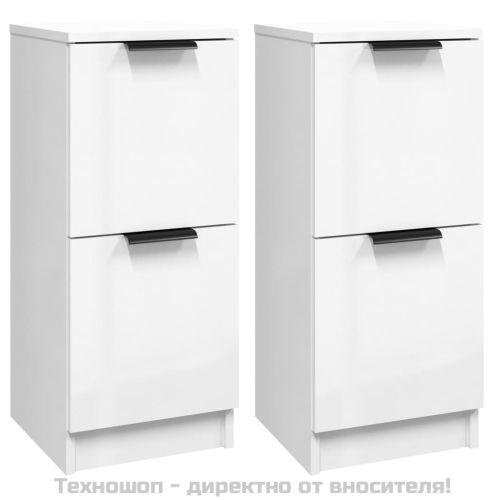 Сайдборди, 2 бр, бял гланц, 30x30x70 см, инженерно дърво