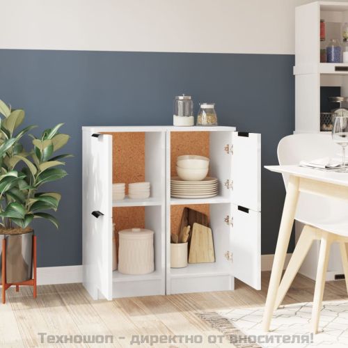 Сайдборди, 2 бр, бял гланц, 30x30x70 см, инженерно дърво