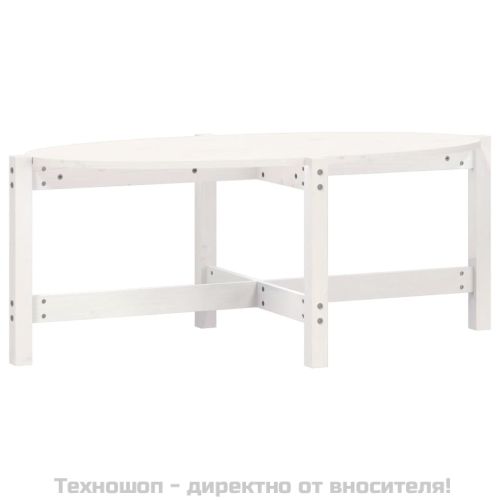 Кафе маса, бяла, 118x63x45 см, борово дърво масив