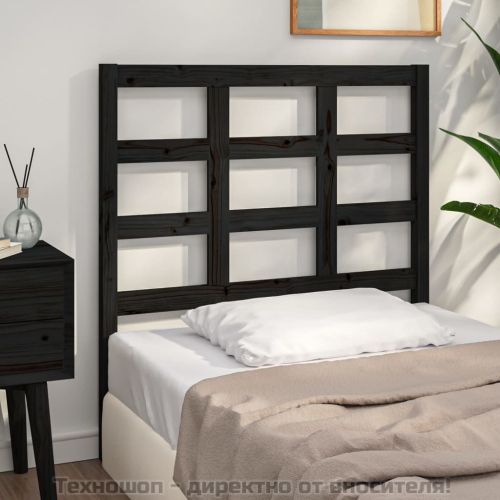 Горна табла за легло, черна, 95,5x4x100 см, бор масив