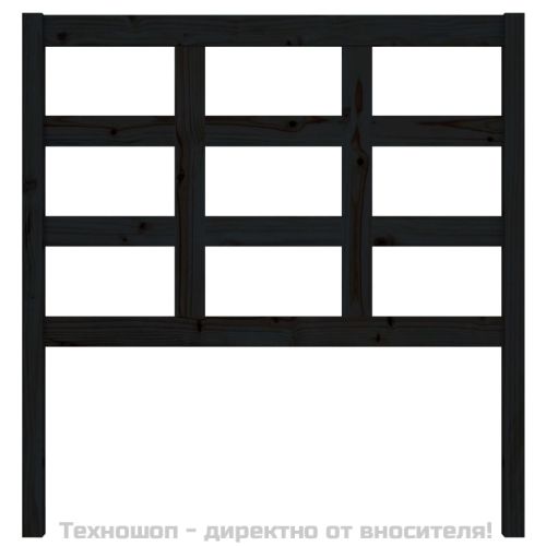 Горна табла за легло, черна, 95,5x4x100 см, бор масив