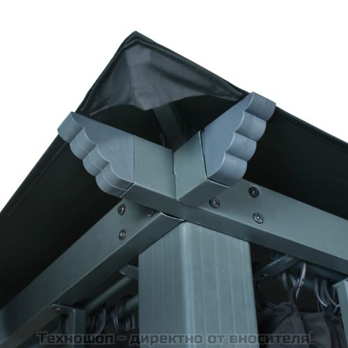 Шатра със завеси, 300х300 см, антрацит, алуминий