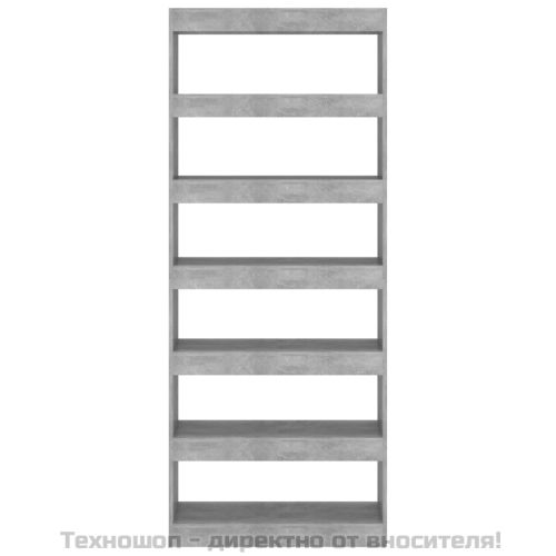 Разделител за стая, бетонно сив, 80x30x198 см, инженерно дърво