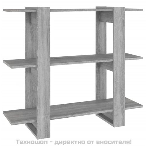Библиотека/разделител за стая, сив сонома, 100x30x87 см