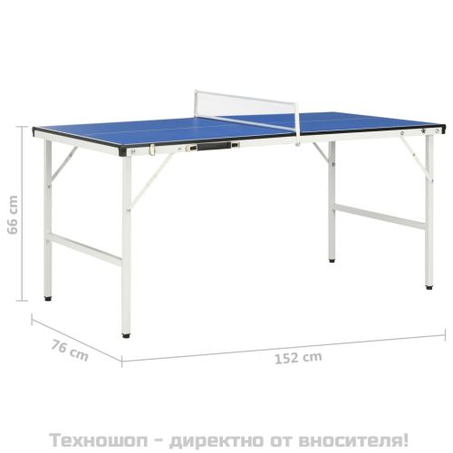 Маса за пинг-понг, 5 фута, с мрежа, 152x76x66 см, синя