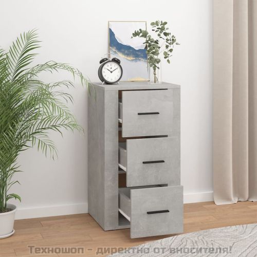 Сайдборд, бетонно сив, 40x33x70 см, инженерно дърво