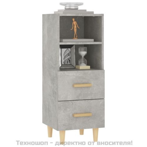 Сайдборд, бетонно сив, 34,5x34x90 см, инженерно дърво