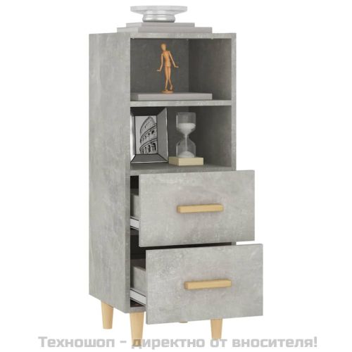 Сайдборд, бетонно сив, 34,5x34x90 см, инженерно дърво