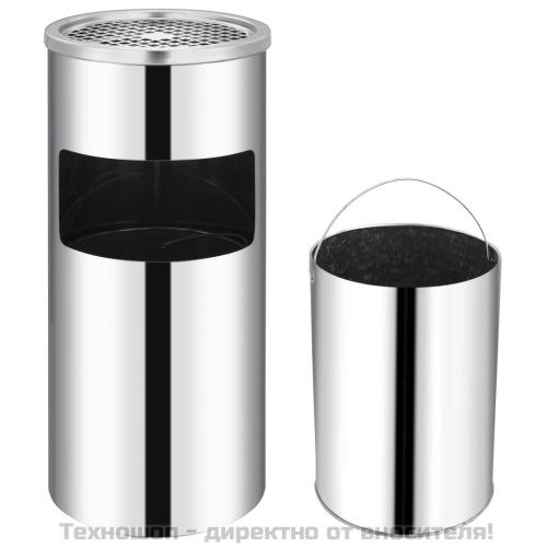 Стенен кош пепелник, неръждаема стомана, 26 л