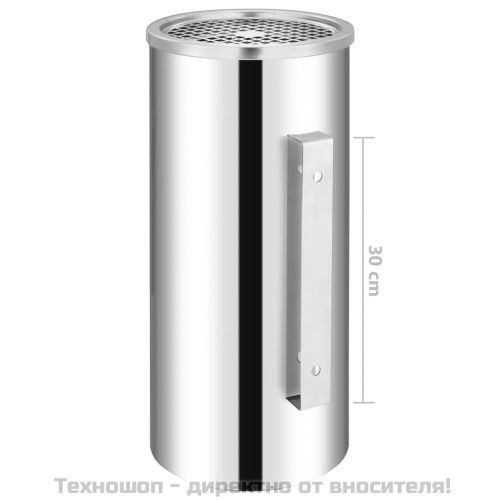 Стенен кош пепелник, неръждаема стомана, 26 л