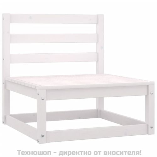 Градински лаундж комплект, 2 части, бял, бор масив