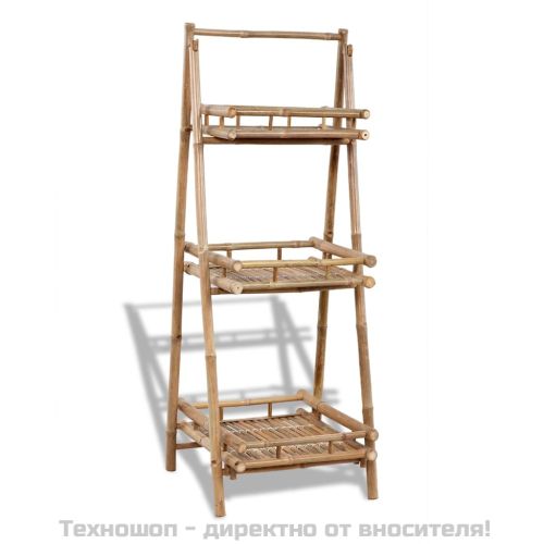 Сгъваем бамбуков стелаж за растения с 3 рафта
