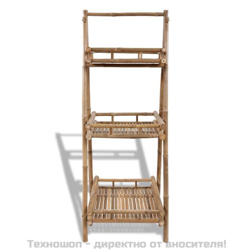 Сгъваем бамбуков стелаж за растения с 3 рафта