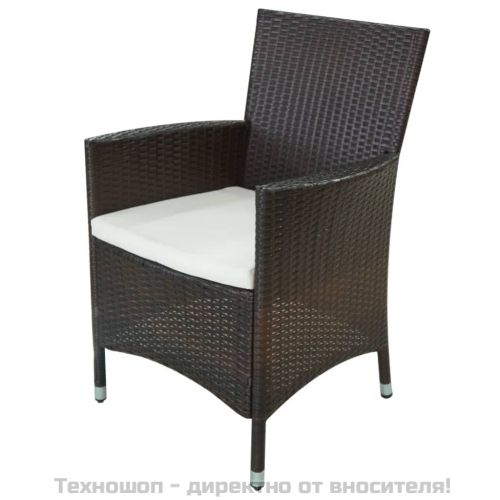 Градински комплект с възглавници, 11 части, кафяв полиратан