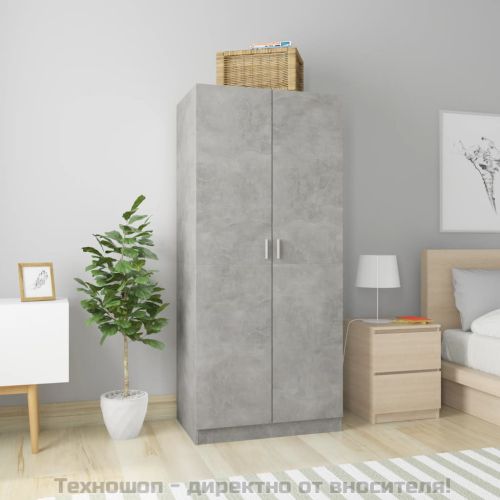 Гардероб, бетонно сив, 80x52x180 см, инженерно дърво