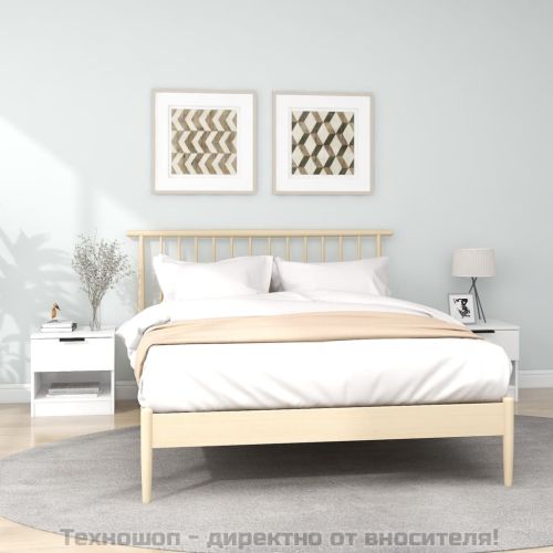 Нощни шкафчета, 2 бр, бели, инженерно дърво