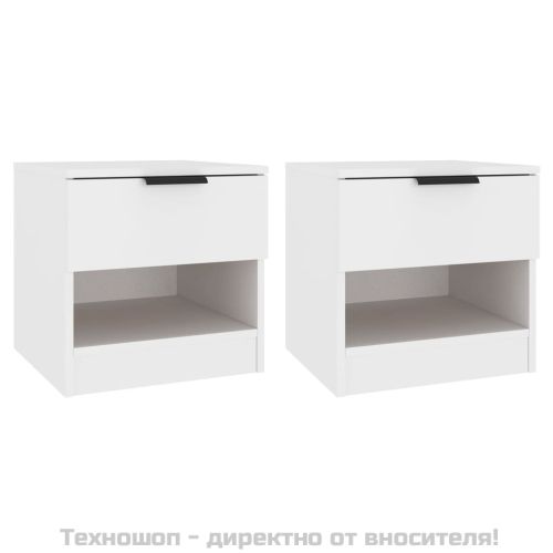 Нощни шкафчета, 2 бр, бели, инженерно дърво