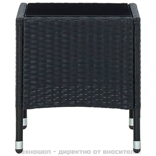 Градинска маса, черна, 40x40x45 см, полиратан