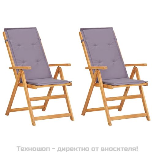 Накланящи се градински столове, 2 бр, кафяви, акация масив