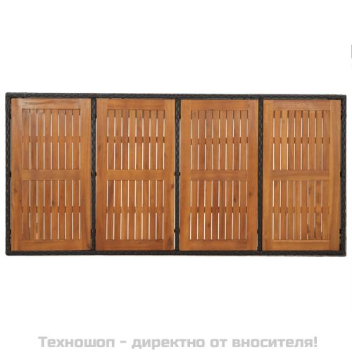 Градинска маса с дървен плот черна 190x90x75 см полиратан