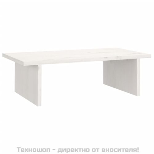 Поставка за монитор, бяла, 50x27x15 см, бор масив