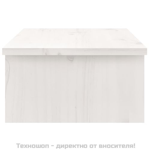Поставка за монитор, бяла, 50x27x15 см, бор масив
