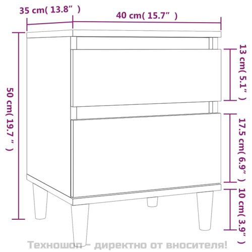 Нощни шкафчета, 2 бр, бели, 40x35x50 см