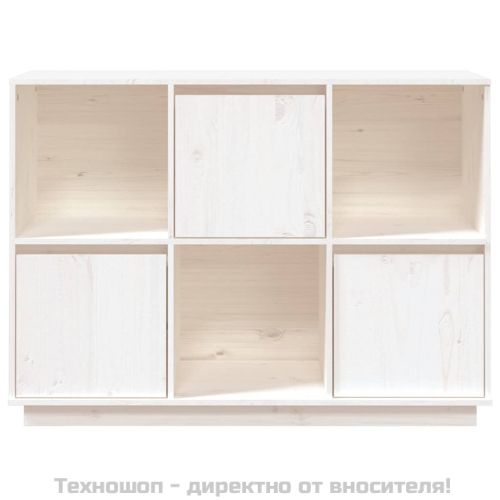 Сайдборд, бял, 110,5x35x80 см, бор масив