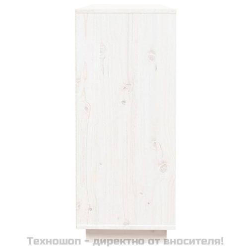 Сайдборд, бял, 110,5x35x80 см, бор масив
