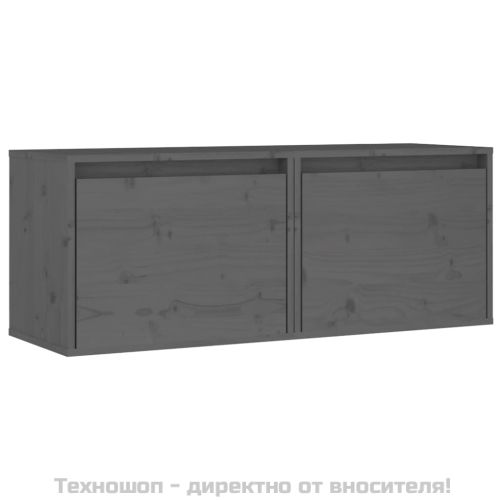 Стенни шкафове, 2 бр, сиви, 45x30x35 см, бор масив