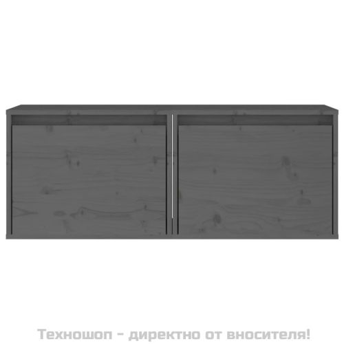 Стенни шкафове, 2 бр, сиви, 45x30x35 см, бор масив