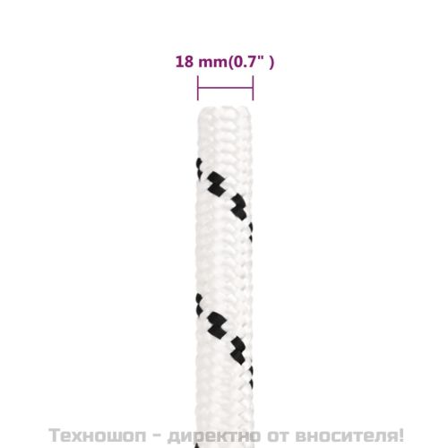 Плетено въже за лодка бяло 18 мм x 25 м полиестер