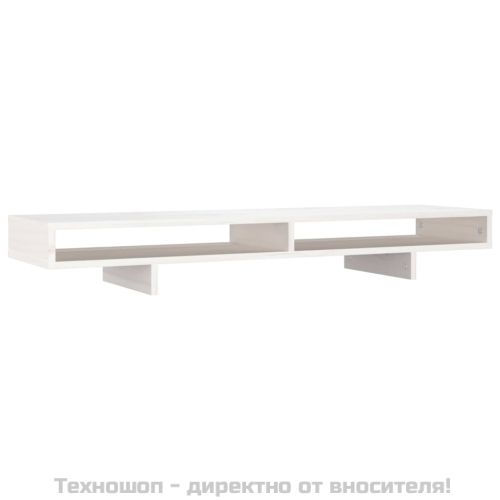 Поставка за монитор, бяла, 100x27x14 см, бор масив
