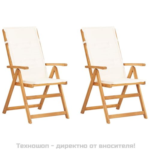 Накланящи се градински столове, 2 бр, кафяви, акация масив