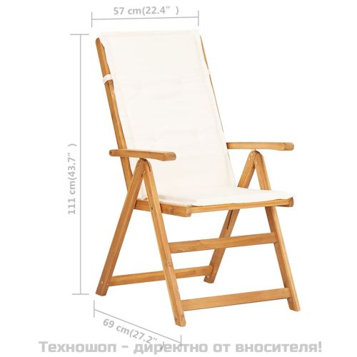 Накланящи се градински столове, 2 бр, кафяви, акация масив