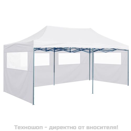 Сгъваема парти шатра с 4 странични стени 3х6 м стомана бяла
