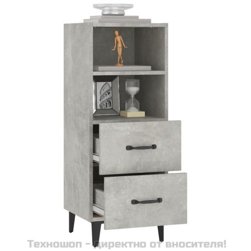 Сайдборд, бетонно сив, 34,5x34x90 см, инженерно дърво