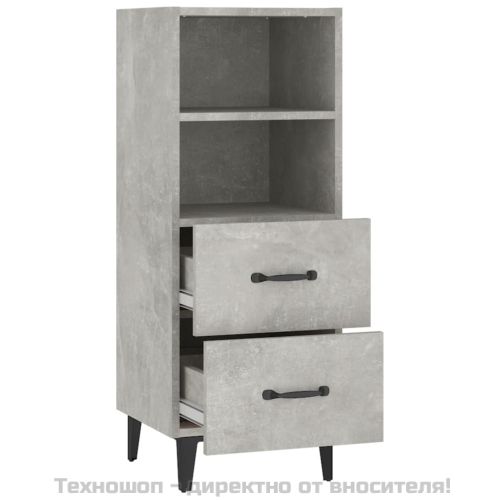 Сайдборд, бетонно сив, 34,5x34x90 см, инженерно дърво