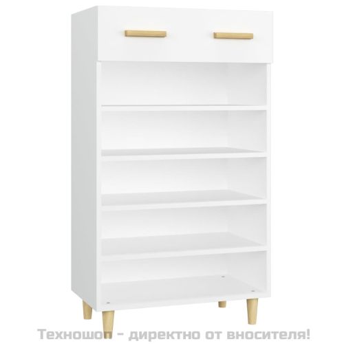 Шкаф за обувки, бял, 60x35x105 см, инженерно дърво