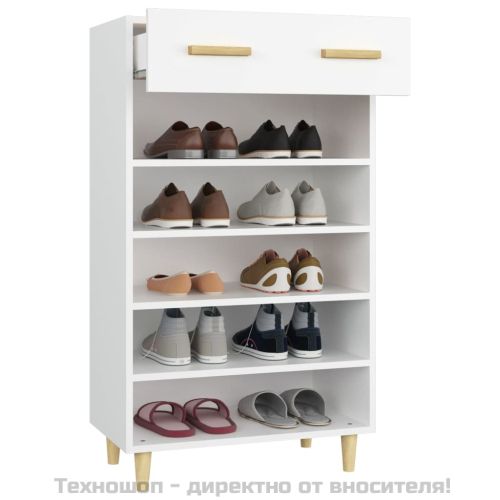 Шкаф за обувки, бял, 60x35x105 см, инженерно дърво
