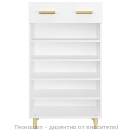 Шкаф за обувки, бял, 60x35x105 см, инженерно дърво