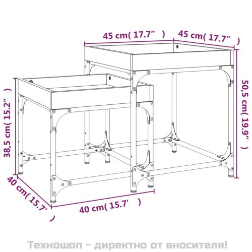 Странични маси, 2 бр, кафяв дъб, инженерно дърво